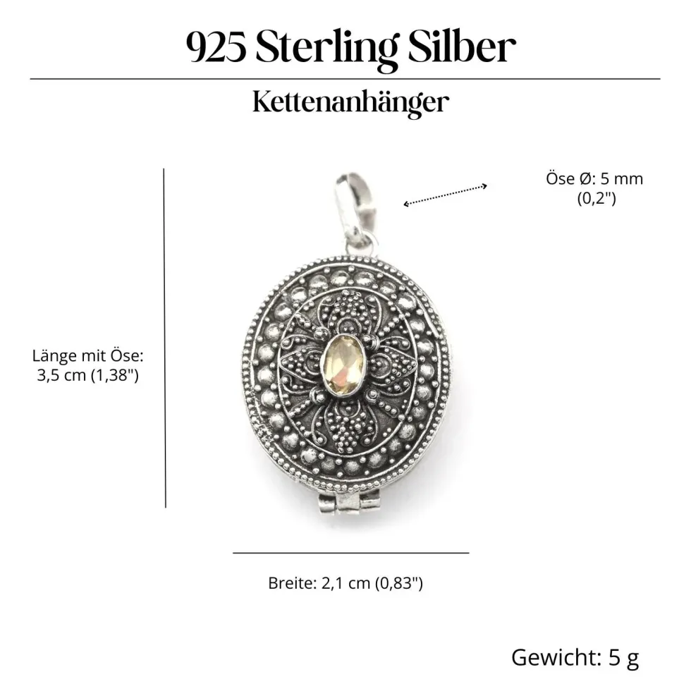 Citrin Medaillon aus 925 Silber Schmuck Kunst Handwerk