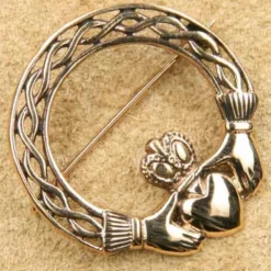 Claddagh Brosche Bronze Gewandnadel Schmuck Mittelalter
