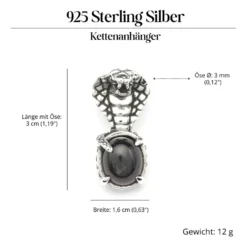 Cobra Black Star Sterndiopsid Anhänger Schmuck 925 Silber