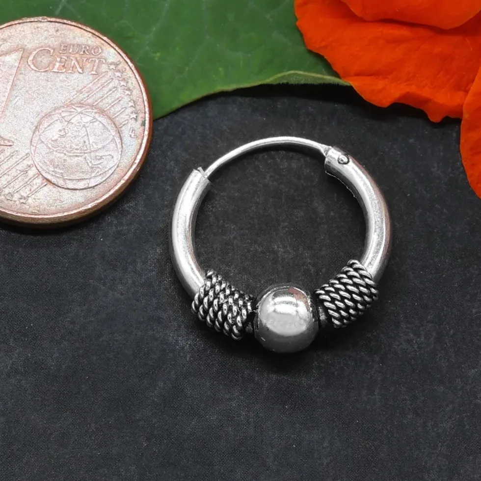 Creole aus Silber Kugel 16mm 2mm 925 Silber