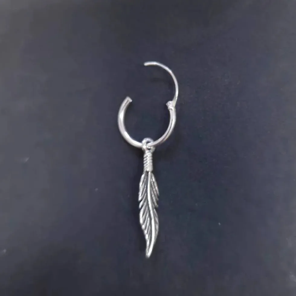 Creole Feder 12mm Durchmesser 925 Silber Ohrring