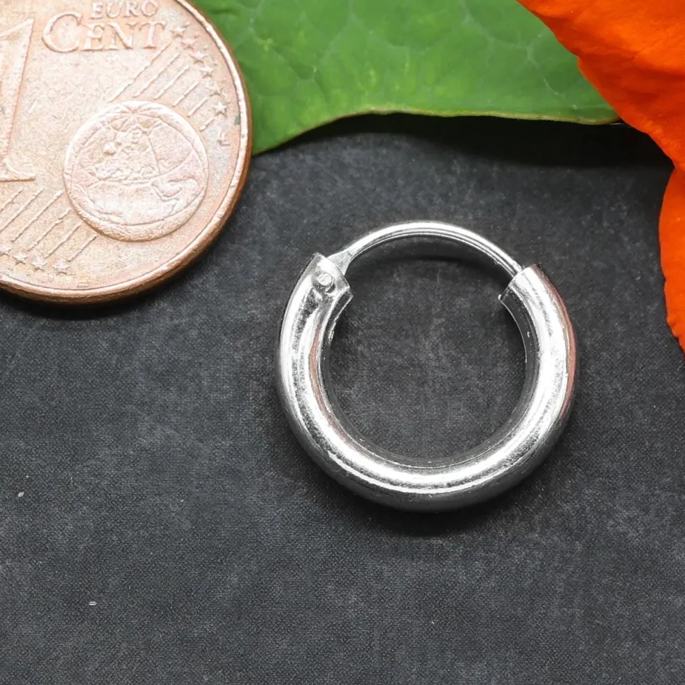 Creole glatt 14 mm / 3mm 925 Sterlingsilber