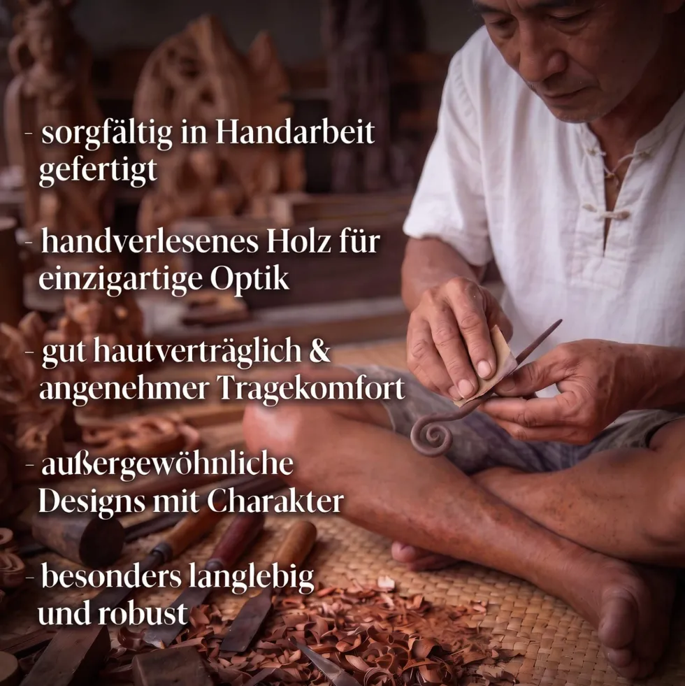 Creole Kreativ Holz Ohrschmuck geschnitzter Holzschmuck (Paar)