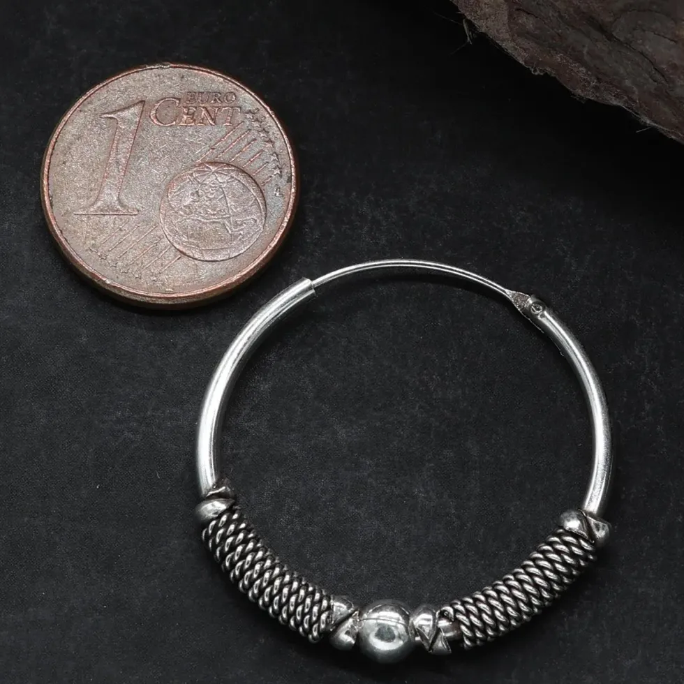 Creole 25mm / 1,6mm Kugel Schlange 925 Silberschmuck