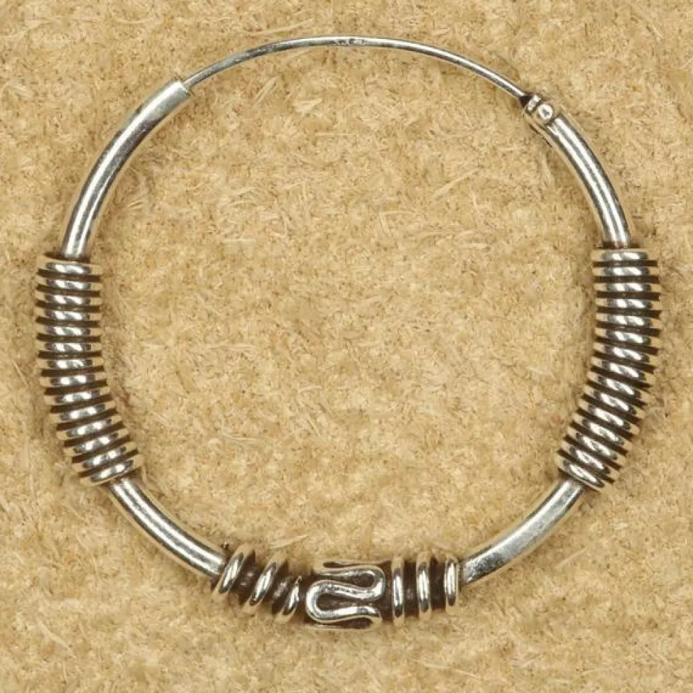 Creole 25mm / 1,6mm Schlange verziert 925 Silberschmuck