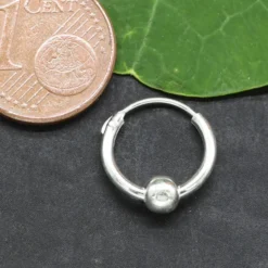 Creole 12mm / 1.3mm schlicht mit Kugel 925 Silber
