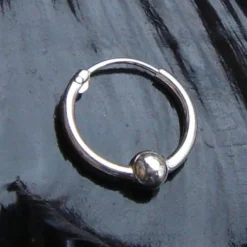 Creole 12mm / 1.3mm schlicht mit Kugel 925 Silber