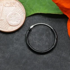 Creolen schwarz 14mm 1,2mm 925 Sterlingsilber
