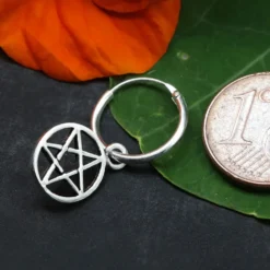 Creole Pentagramm 12mm Durchmesser 925 Silber Ohrring