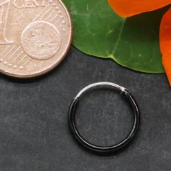 Creole schwarze 925 Silber 12 mm 1,2mm