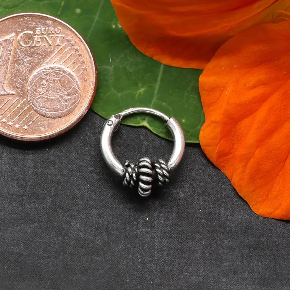 Creole Schwarz 925 Silber 10mm 1,5mm