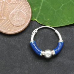 Creole 925 Silber Ohrring blau 12mm 2mm