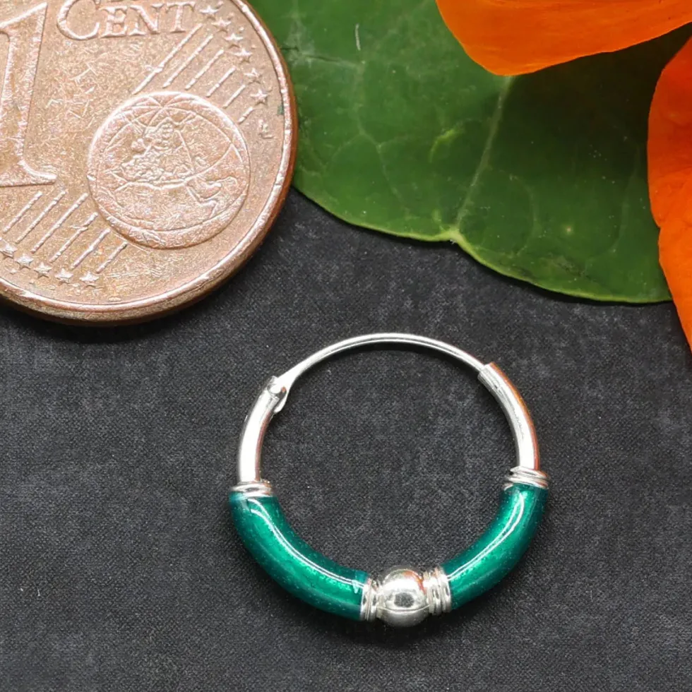 Creole 925 Silber Ohrring grün 12mm 2mm