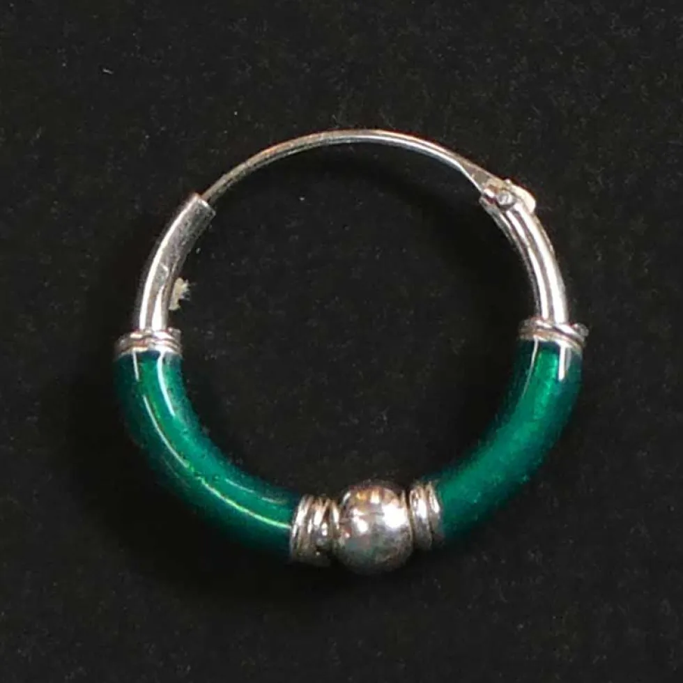 Creole 925 Silber Ohrring grün 12mm 2mm
