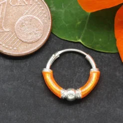 Creole 925 Silber Ohrring orange 12mm 2mm