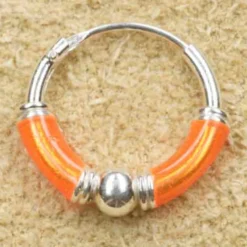 Creole 925 Silber Ohrring orange 12mm 2mm