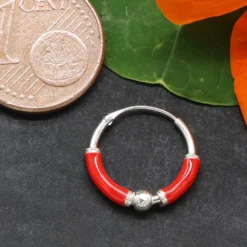 Creole 925 Silber Ohrring rot 12mm 2mm