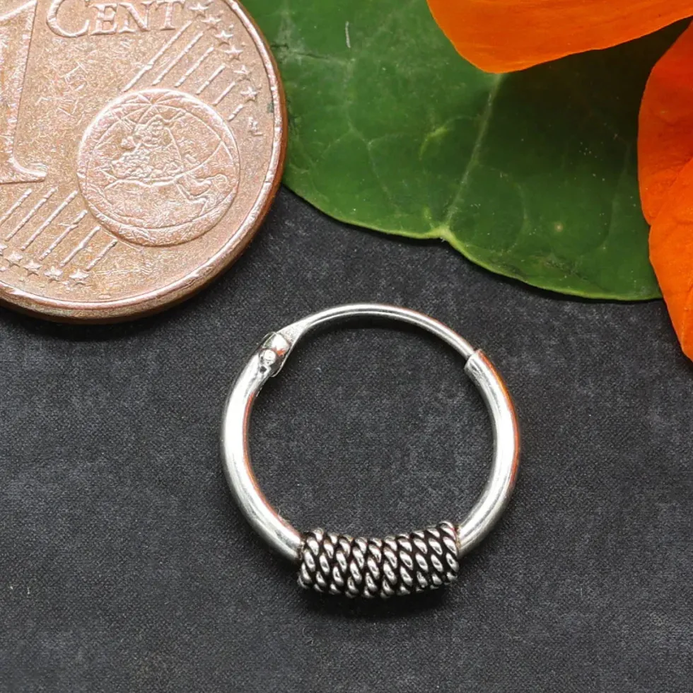Creole 925 Silber Ohrring Schmuck verziert 12mm 1,2mm