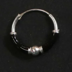 Creole 925 Silber Ohrring schwarz 12mm 2mm