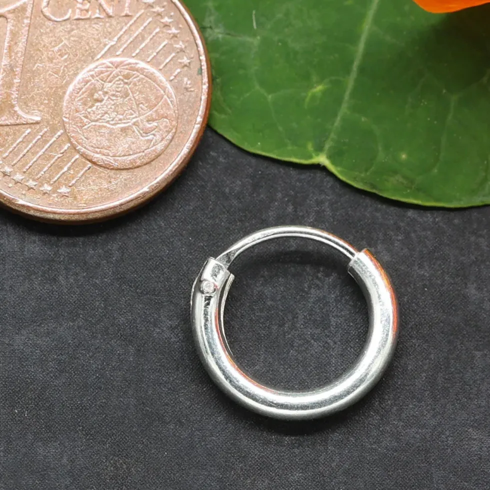 Creole 925 Silber schlicht rundes Profil 12 mm 2mm