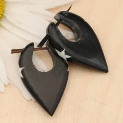 Creole Stern Ohrschmuck Horn geschnitzt (Paar)
