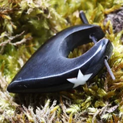 Creole Stern Ohrschmuck Horn geschnitzt (Paar)