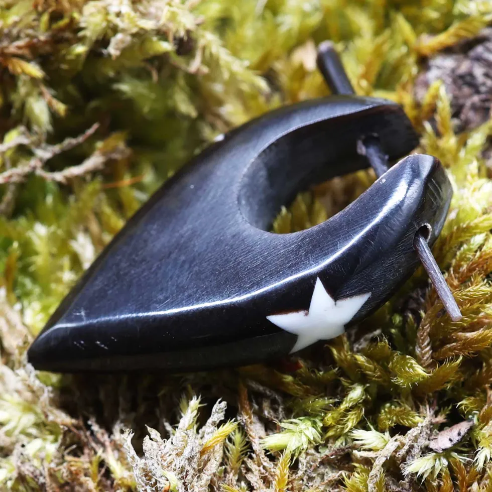 Creole Stern Ohrschmuck Horn geschnitzt (Paar)