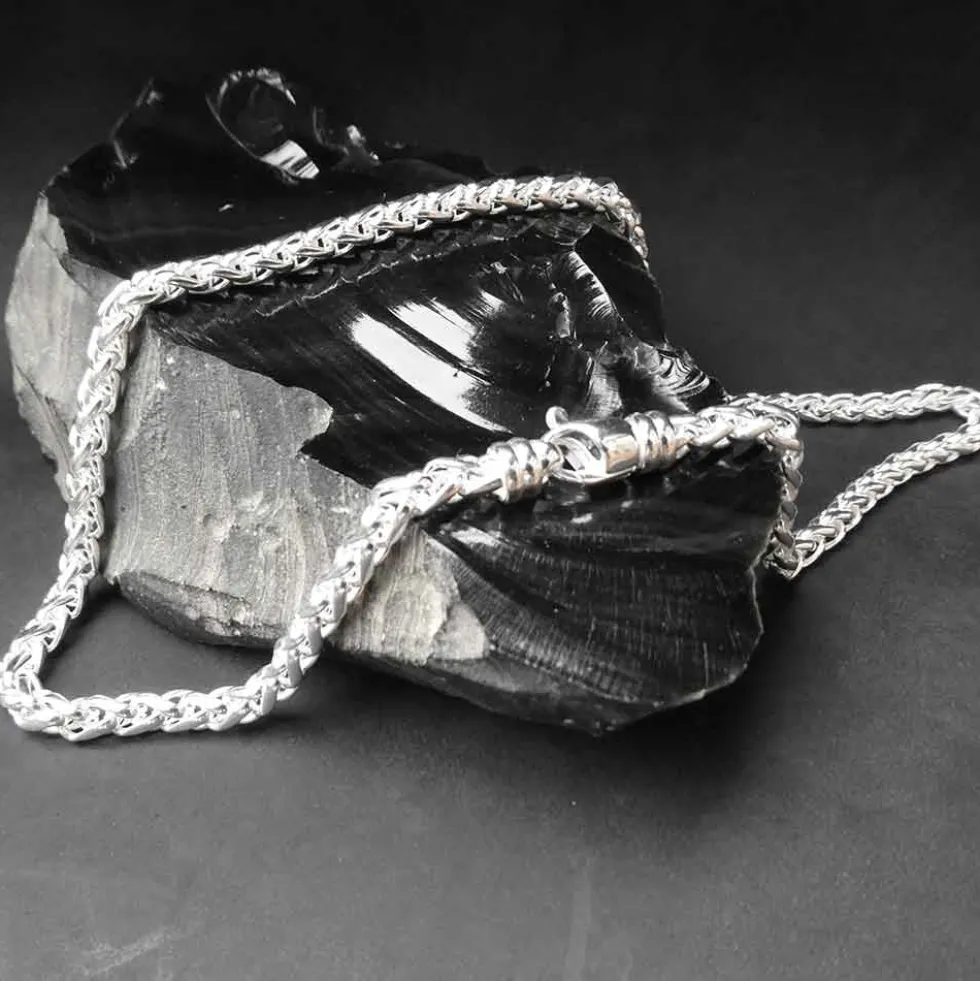 Dicke Weizenkette mit Drehverschluss 925er Silberkette