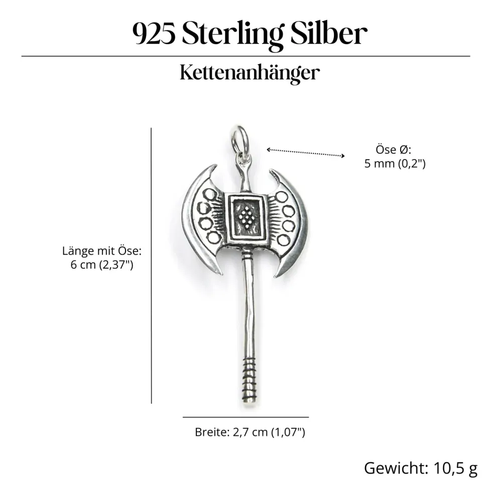 Doppelaxt Schmuck Anhänger aus Silber 925