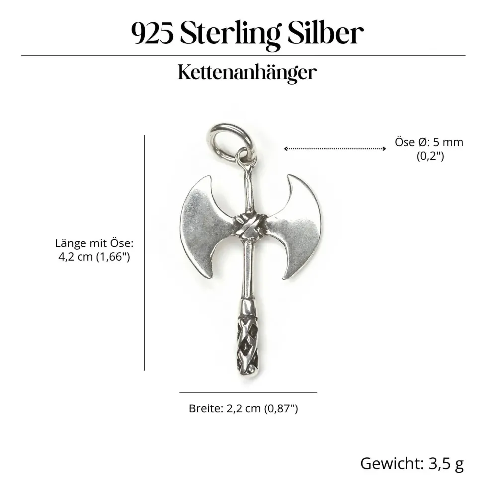 Doppelaxt Schmuck Kettenanhänger 925 Silber