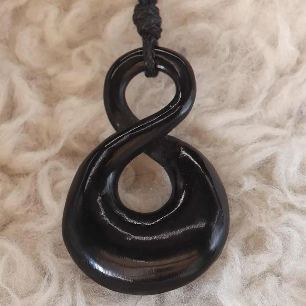 Double Maori Hornschmuck Anhänger 4cm Kette