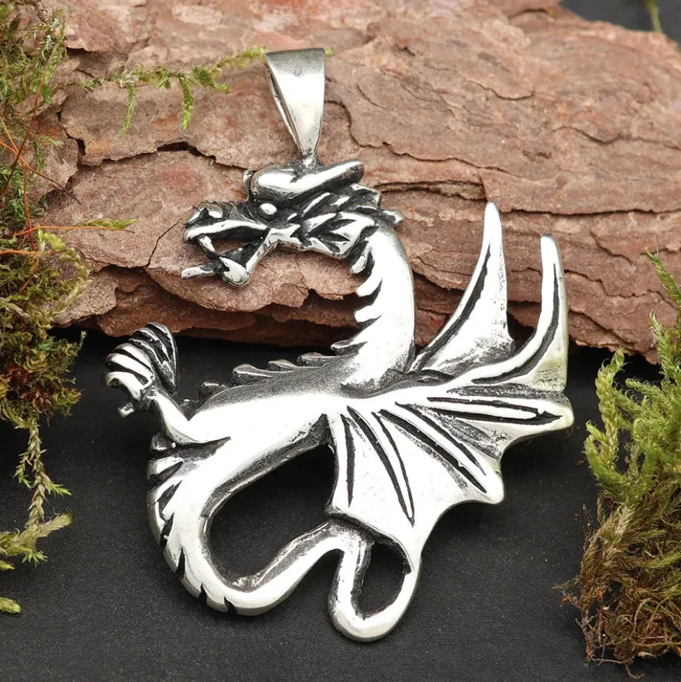 Drache keltisch Schmuck 925 Sterlingsilber Kettenanhänger