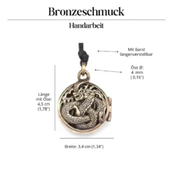 Drache Medaillon Schmuck Anhänger Bronze zum Öffnen