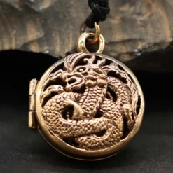 Drache Medaillon Schmuck Anhänger Bronze zum Öffnen