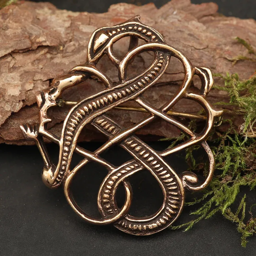 Drachen Brosche Bronze Gewandnadel Schmuck Mittelalter