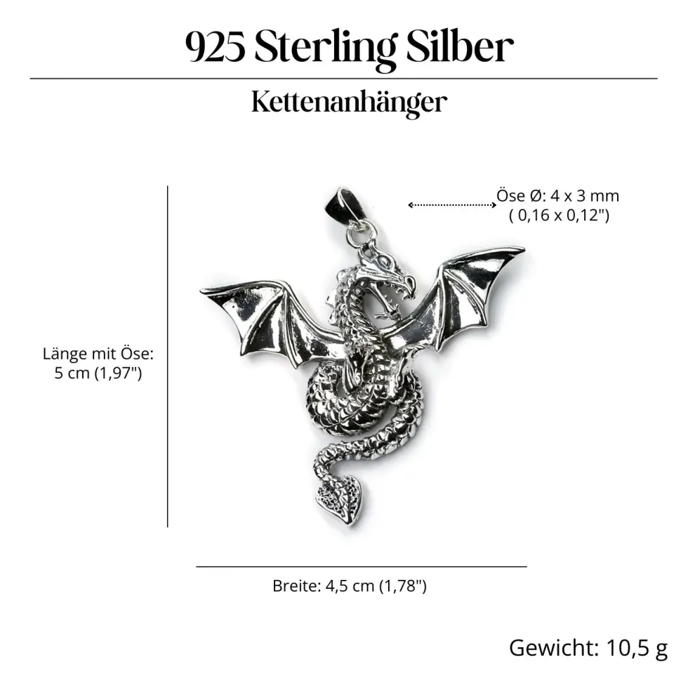 Drachen Kettenanhänger Silber Schmuck Anhänger 925er Silber