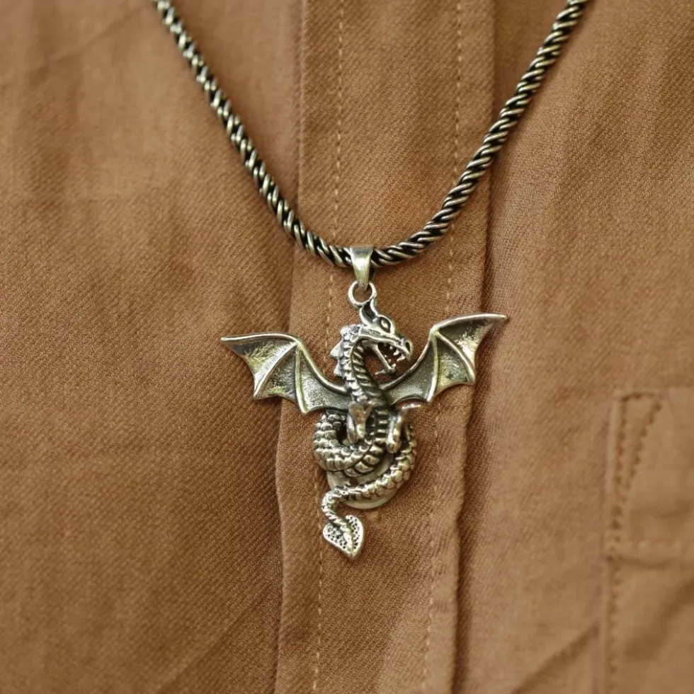 Drachen Kettenanhänger Silber Schmuck Anhänger 925er Silber