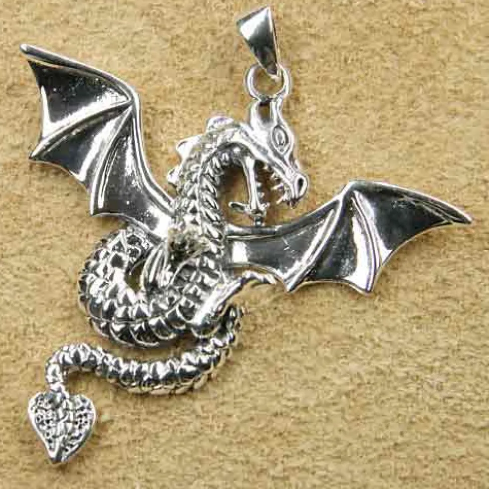 Drachen Kettenanhänger Silber Schmuck Anhänger 925er Silber