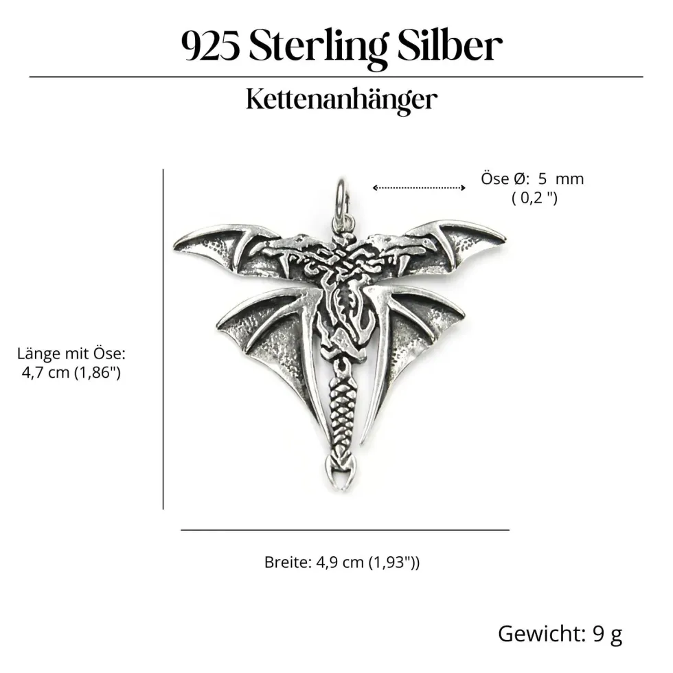 Drachen Schmuck Anhänger keltisch aus Silber 925/000