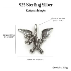 Drachen Schmuck Anhänger 925 Silber Kettenanhänger