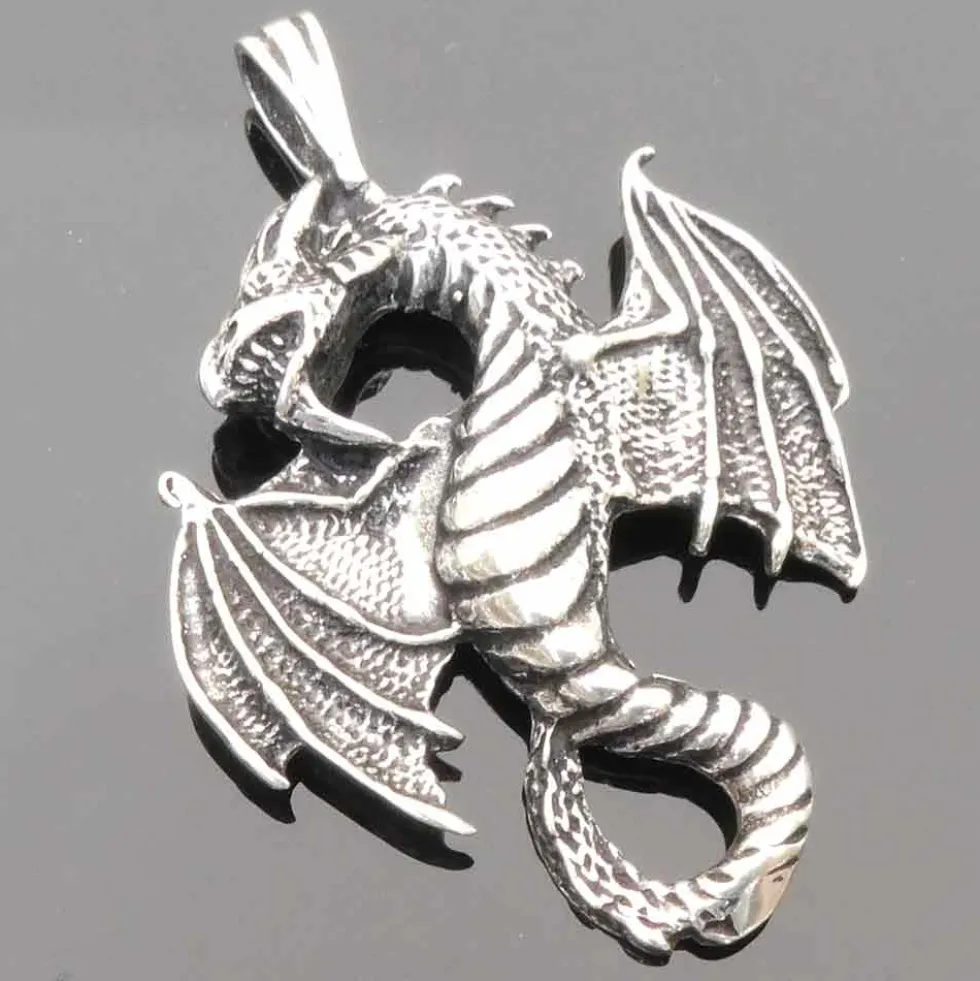 Drache Schmuck Anhänger Silber Luftdrache Kettenanhänger 925 Silber