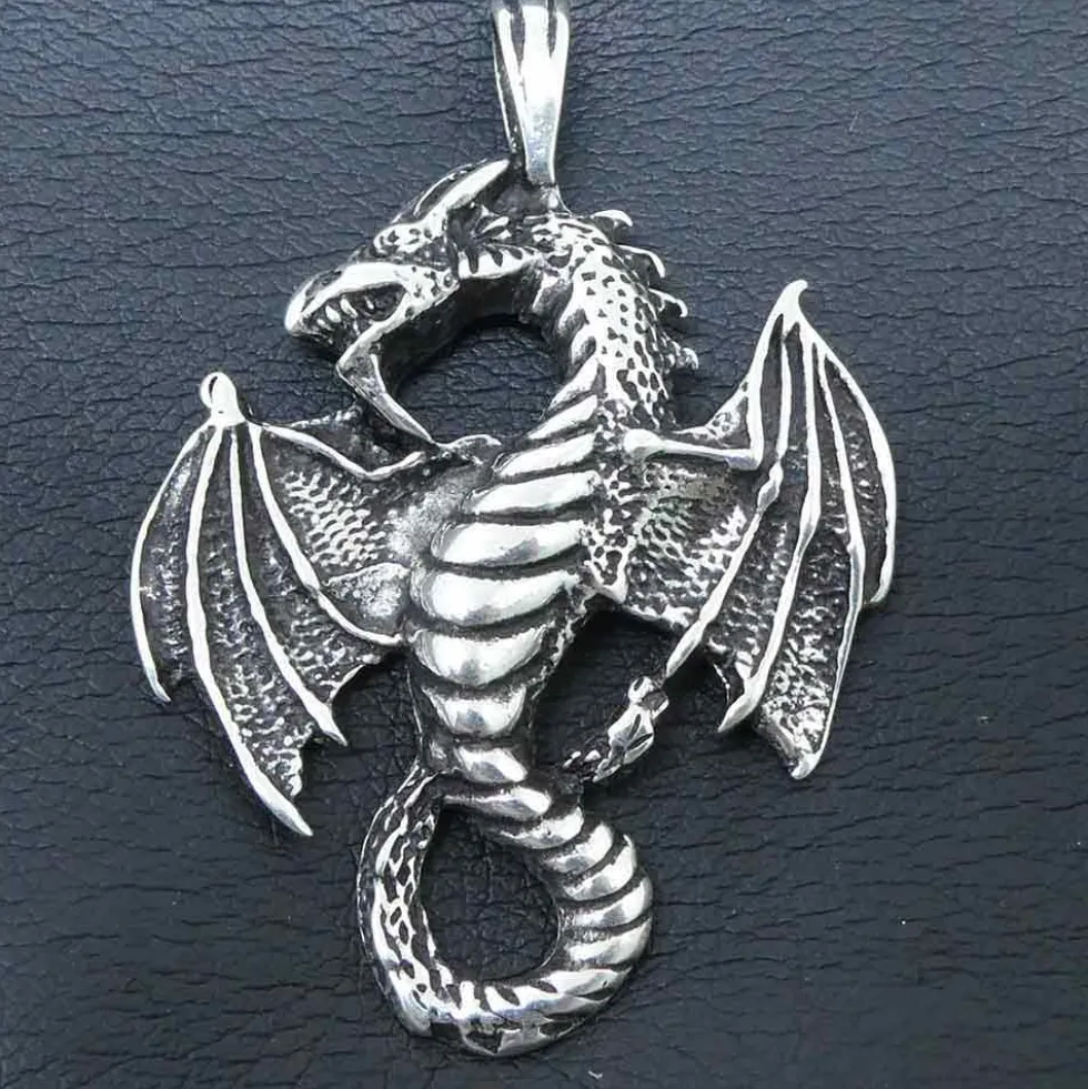 Drache Schmuck Anhänger Silber Luftdrache Kettenanhänger 925 Silber