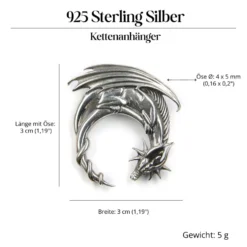 Drache Schmuck edler 925 Silber Kettenanhänger