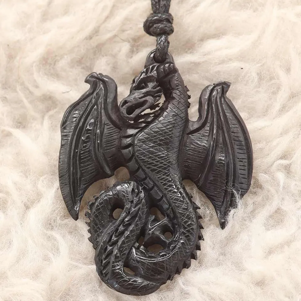 Drache Schmuck Kettenanhänger aus Horn