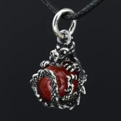 Drache Schmuck mit Kugel drehbar 925 Silber Anhänger