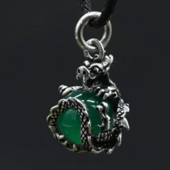 Drache Schmuck mit Kugel drehbar 925 Silber Anhänger