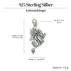 Drache sehr filigran Silberschmuck Ketten Anhänger 925