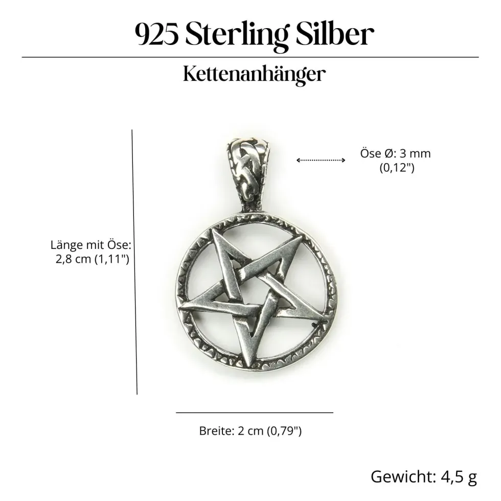 Drudenfuß Schmuck Anhänger aus 925 Silber Pentagramm