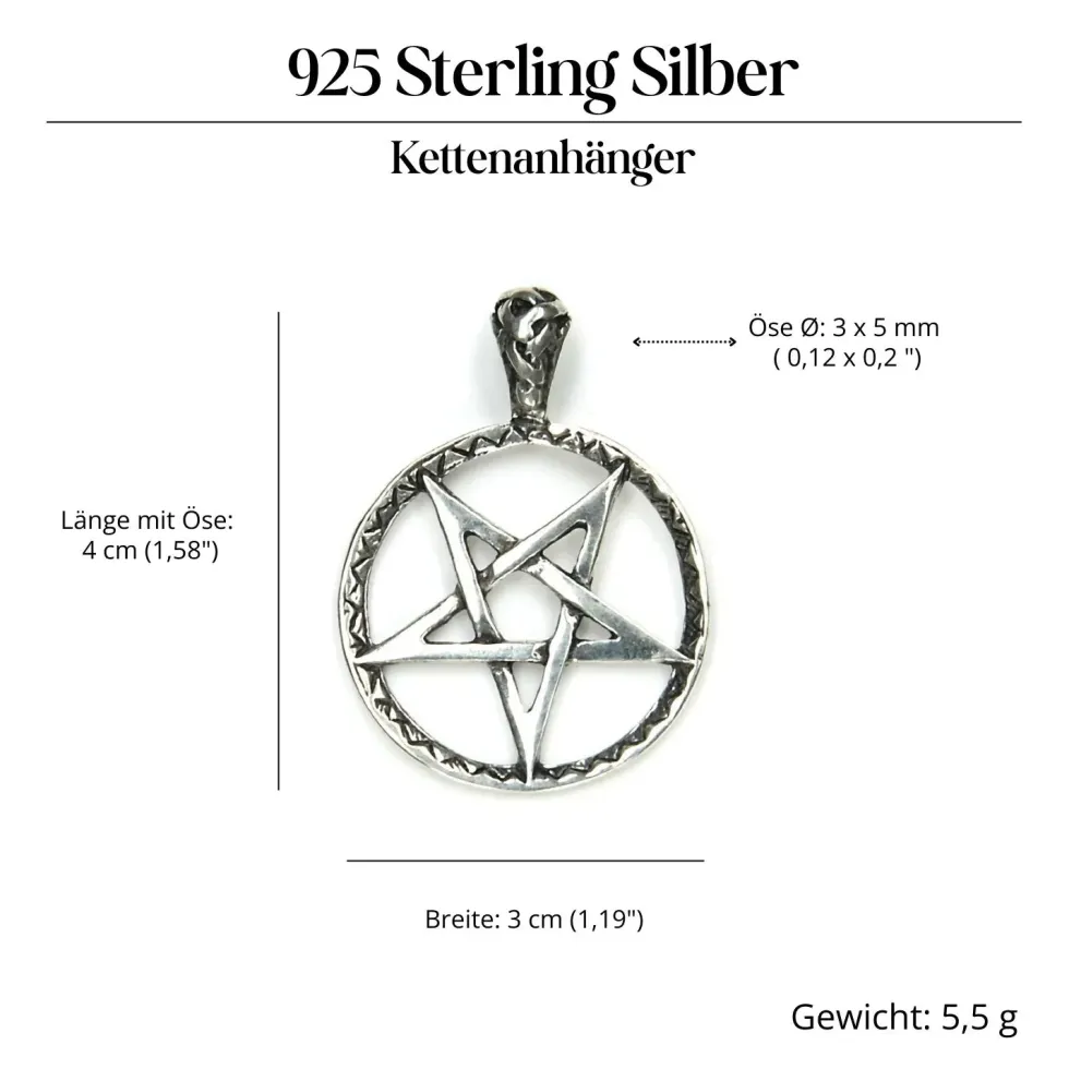 Drudenfuß Schmuck Anhänger 925 Silber Pentagramm