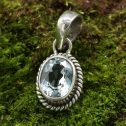 Edler Blauer Topas Anhänger 925 Silber Schmuck